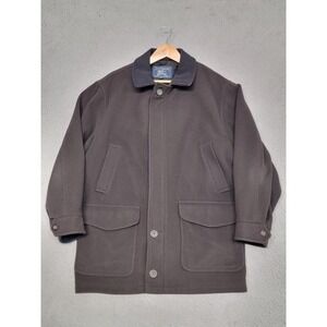 Vintage Burberrys Car Coat Mens M (Fits Large) Brown Wool Blend Overcoat USA 90s